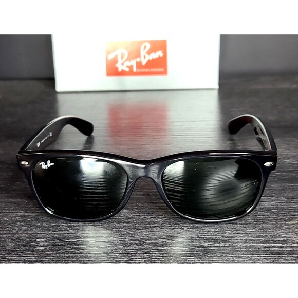 RAY BAN RB2132 901L 55[]18 145 3N GLOSSY BLACK G15 WAYFARERS SUNGLASSES OPEN BOX - Picture 3 of 9